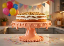 Drip Cake Stand STL β Cute Dessert Display Plate Holder β 3D Printable Birthday Cake Stand β Aesthet 3d model