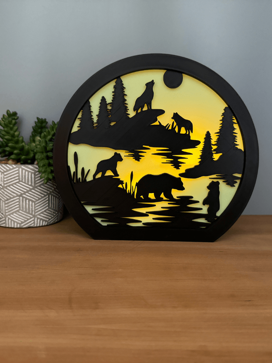 Wolf and Bear Lamp Tea Light holder Candle Holder 3d model