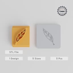 Leaf Stamp Tile Set, Nature Leaf Motif for Clay & Cookies, Includes 5 Sizes 20-40mm PRODUCT_1751 3d model