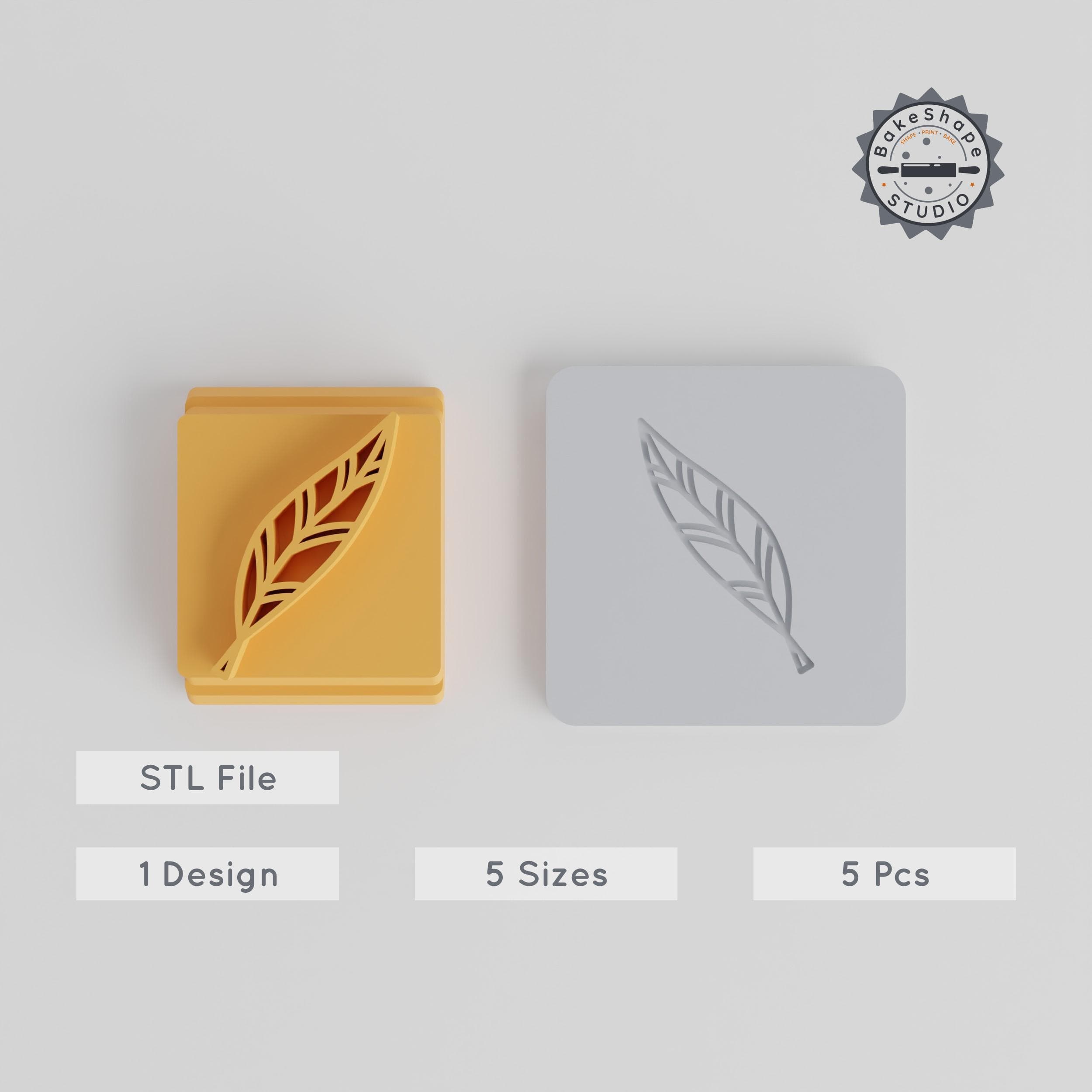 Leaf Stamp Tile Set, Nature Leaf Motif for Clay & Cookies, Includes 5 Sizes 20-40mm PRODUCT_1751 3d model