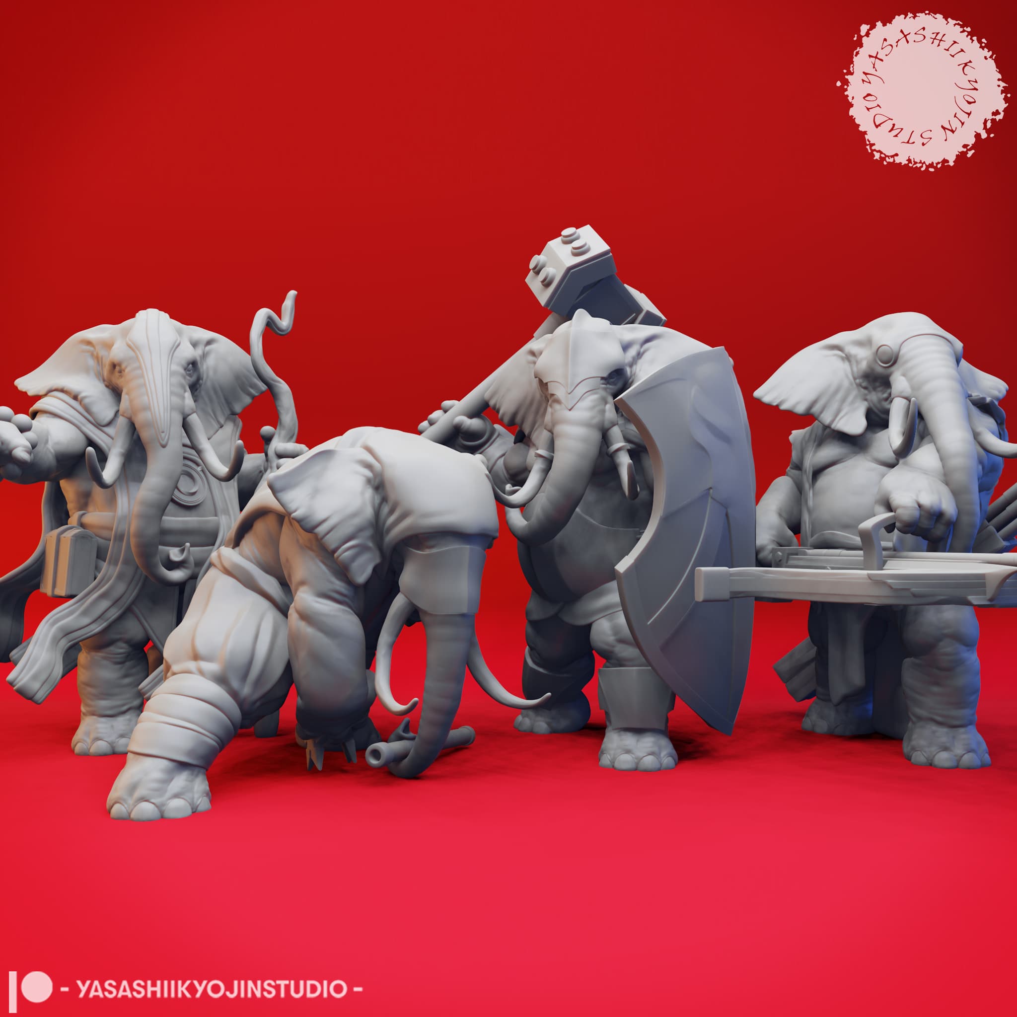Loxodon Herd - Tabletop Miniatures (Pre-Supported) 3d model