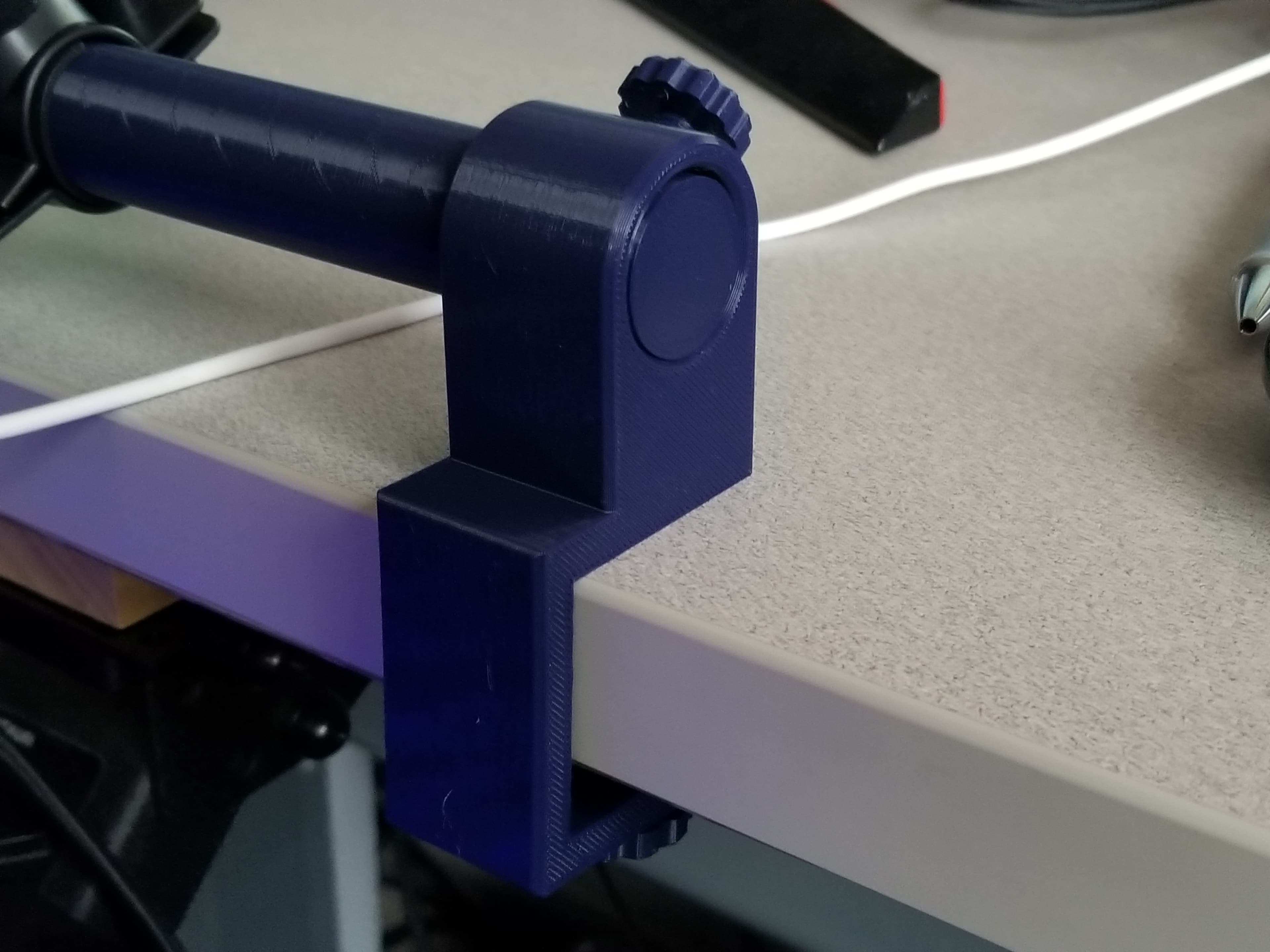 Clamp, rod, and stand for mounting devices to desk 3d model