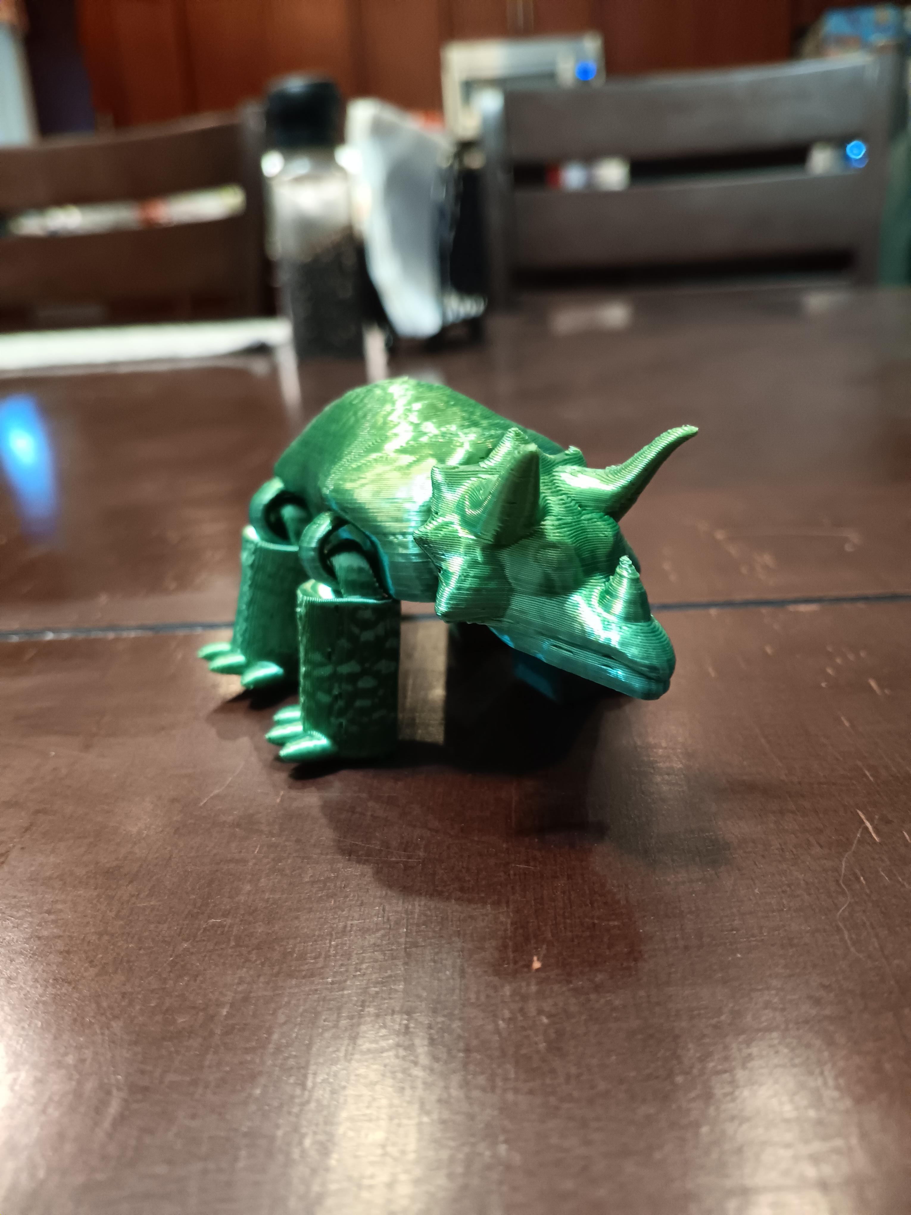Flexi Triceratops fidget toy - print in place - stands on its own  3d model