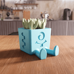 Smiling Cube Character Planter 3d model