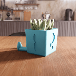 Smiling Cube Character Planter 3d model