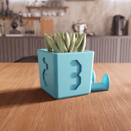 Smiling Cube Character Planter 3d model