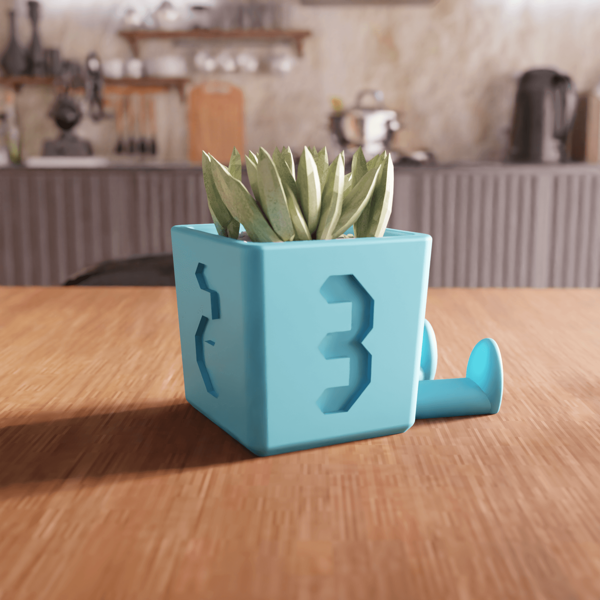 Smiling Cube Character Planter 3d model