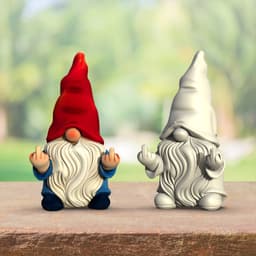 Garden Gnome Figures, 3 pcs. Spring Gnomes, Rocking Chair, Pumpkin & Funny Gesture Design 3d model