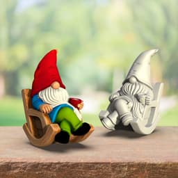 Garden Gnome Figures, 3 pcs. Spring Gnomes, Rocking Chair, Pumpkin & Funny Gesture Design 3d model