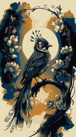 Decorative depiction of an exotic blue bird - hueforge wall art 3d model