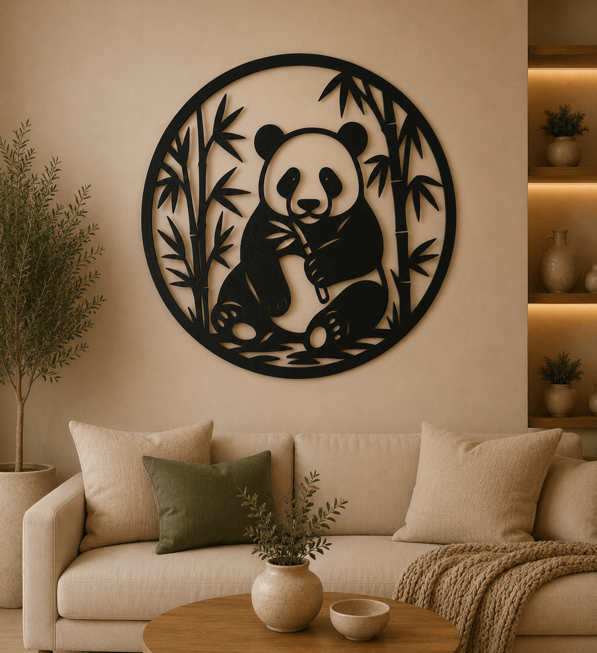 Panda Bamboo 2D Wall Art.stl 3d model
