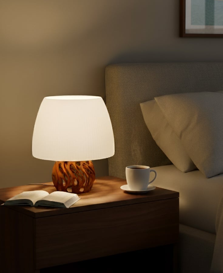 Root Lamp – 3D Printed Table Lamp with Organic Growth Base and Ribbed Diffuser 3d model