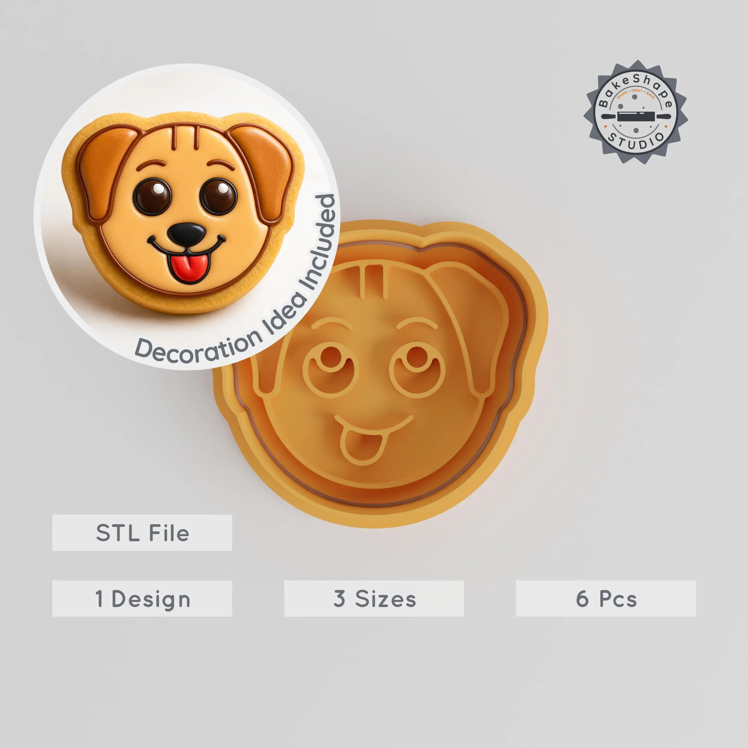 Naughty Animal Cookie & Fondant Cutter Stamp Set, Dog-Shaped Designs, 3 Sizes, 6 Pieces PRODUCT_869 3d model