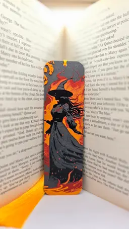 Witch on Fire – Fiery Silhouette Bookmark 3d model