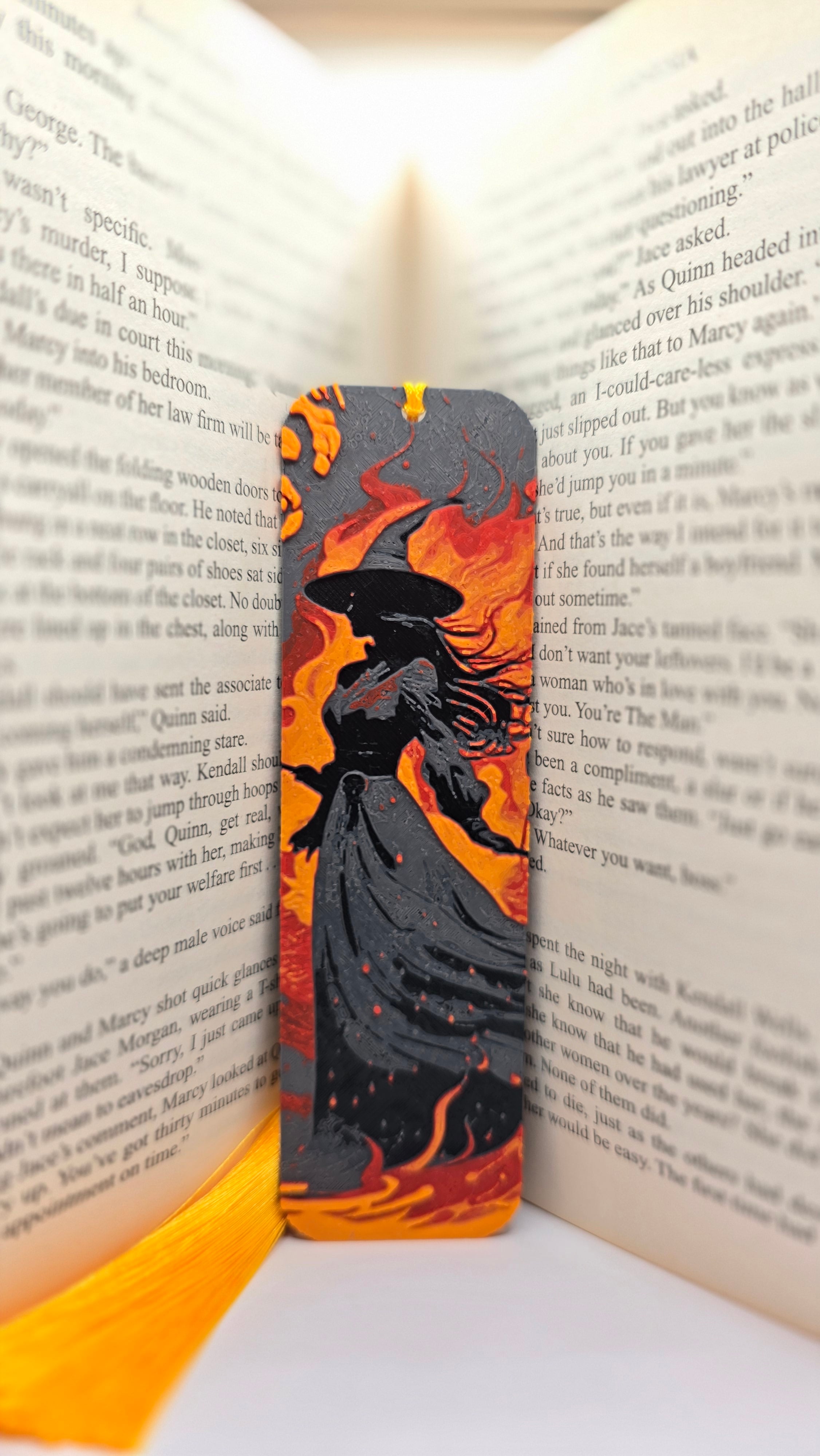 Witch on Fire – Fiery Silhouette Bookmark 3d model