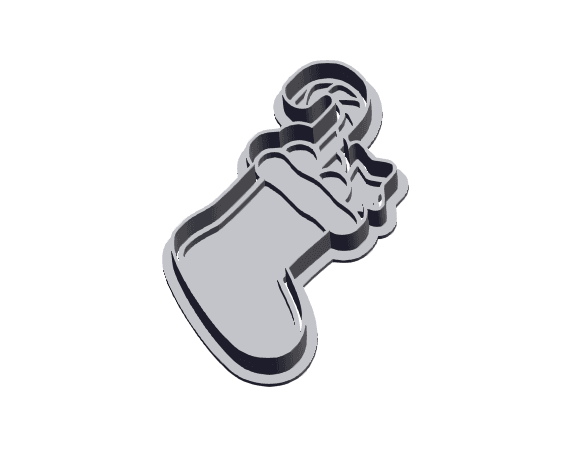Sock - Cookie Cutter with Stamp 3d model
