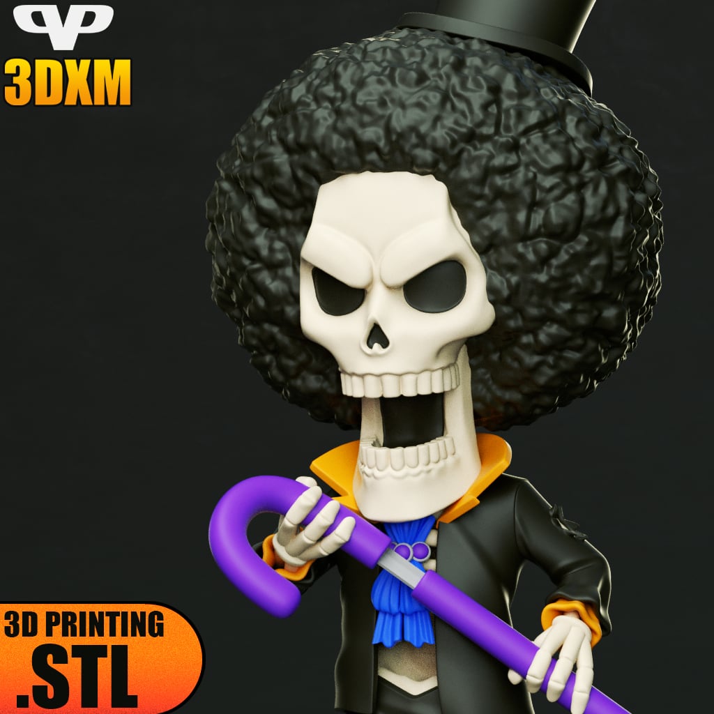 One Piece Brook Chibi STL for 3D Printing ChibiSTL 3DXM 3d model