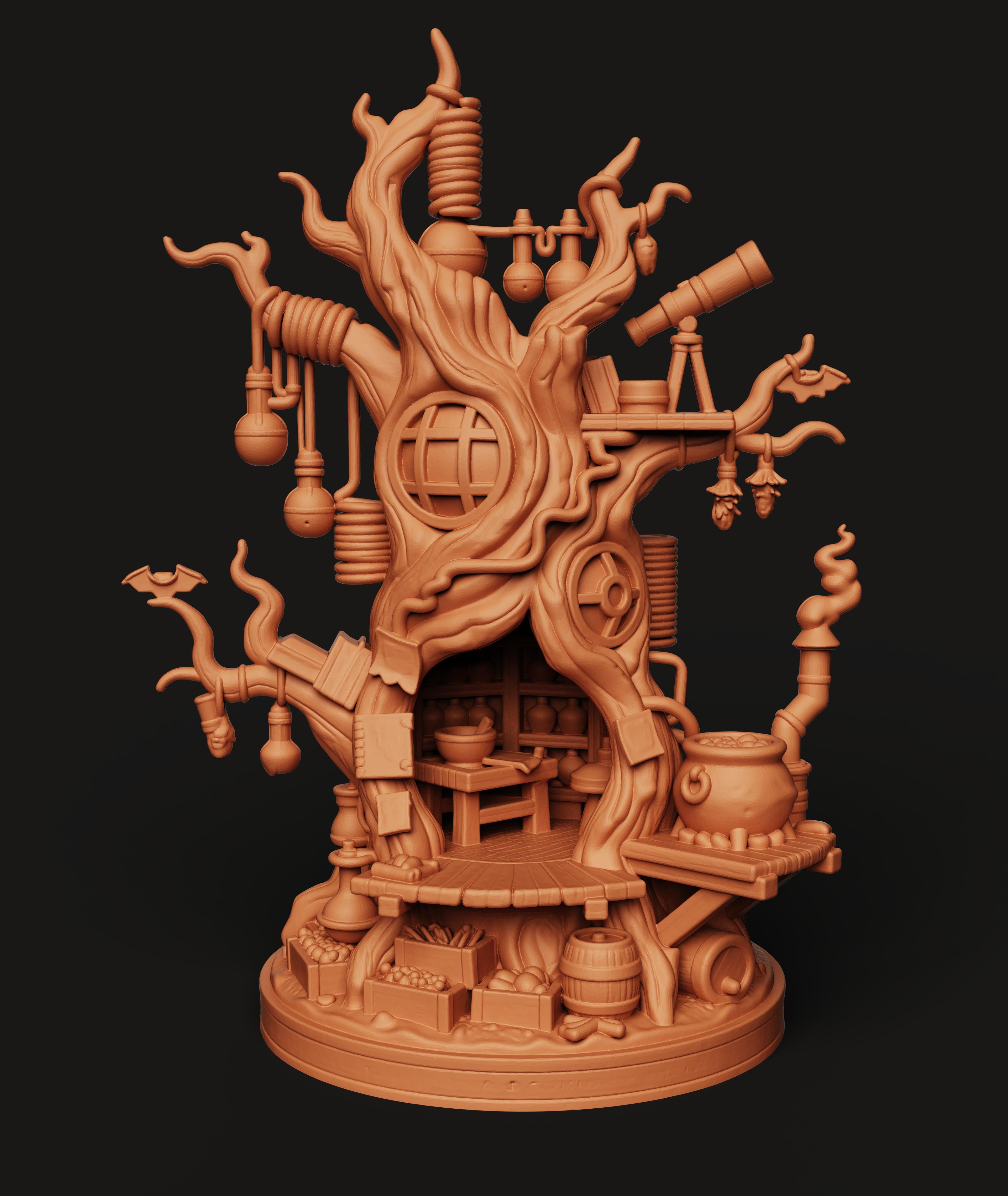 Fantasy Alchemist Tree STL | RPG Terrain 3D Print | Magic Decor 3d model
