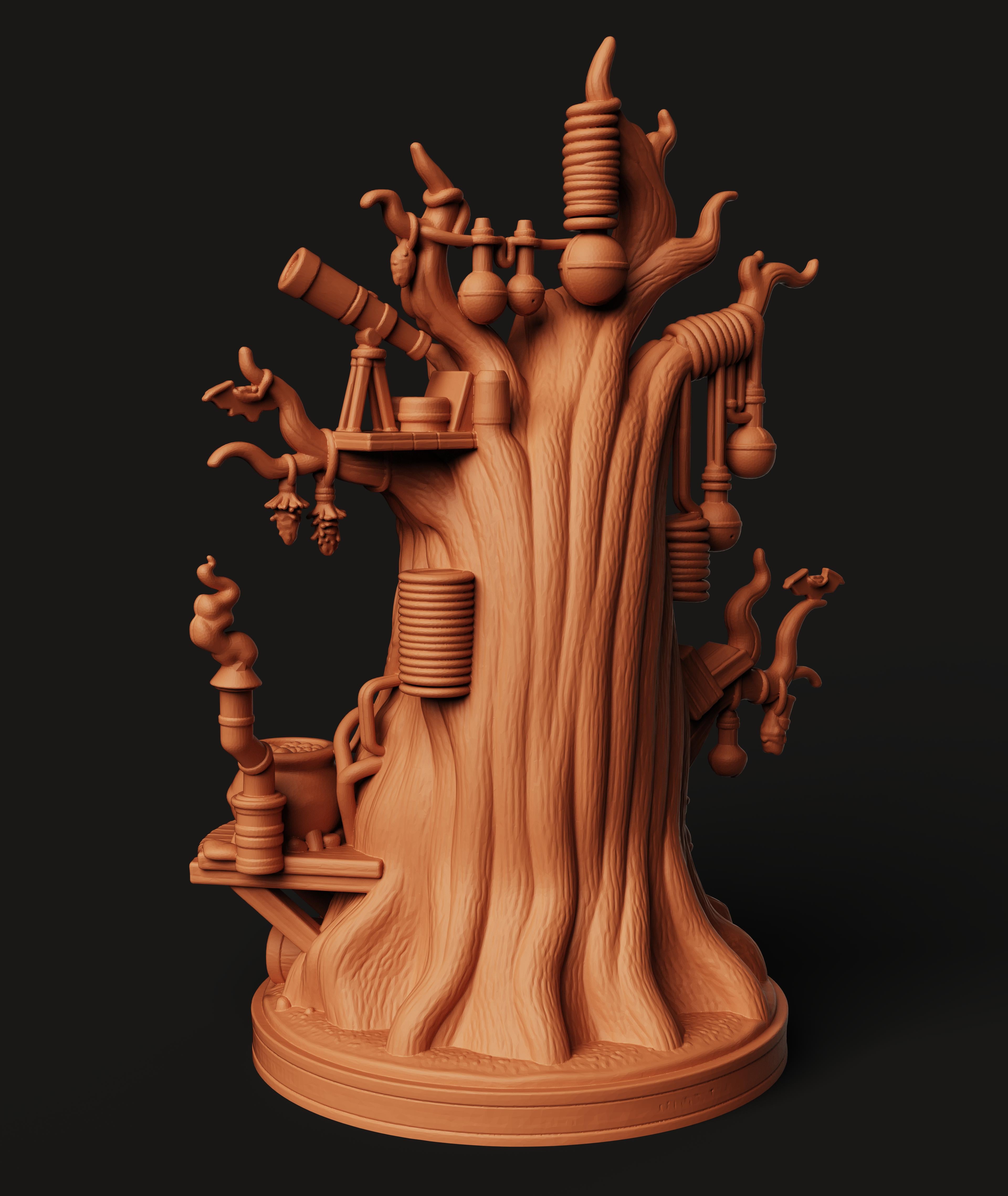 Fantasy Alchemist Tree STL | RPG Terrain 3D Print | Magic Decor 3d model