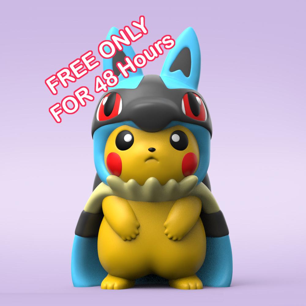 Pikachu cosplay Lucario (Easy Print No Supports) 3d model