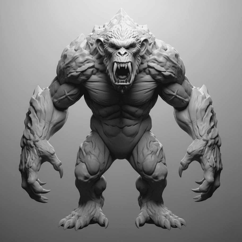 Demon Chimp Berserker Beast Printable STL Download 3d model