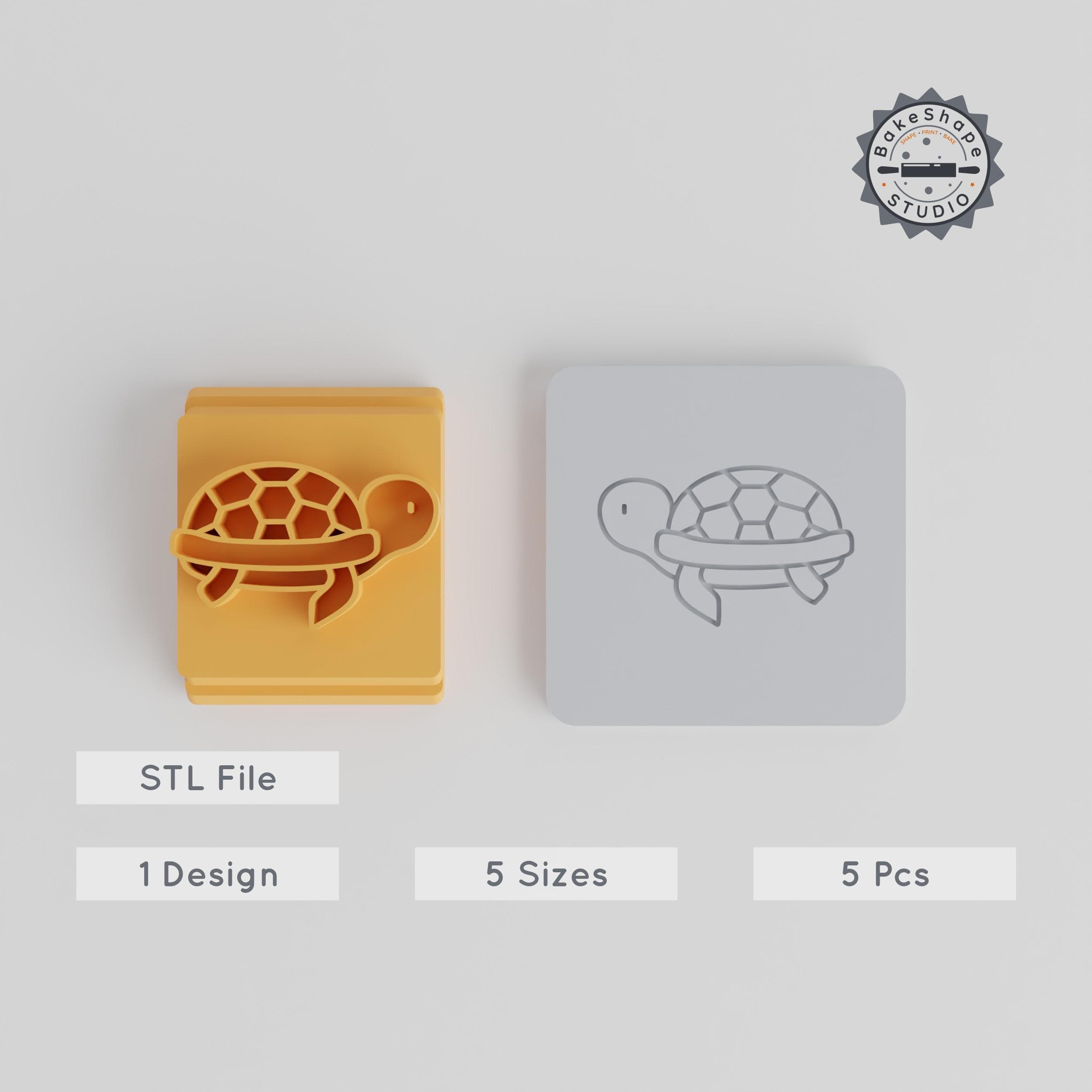 Turtle Stamp Tile Set, 5 Sizes 20-40mm, Perfect for Clay, Cookies & Fondant, Aquatic Wildlife Motif PRODUCT_1720 3d model