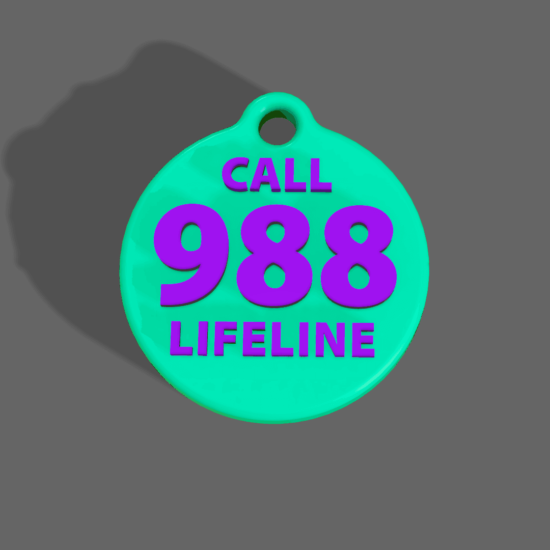 988 Lifeline Keychain - Zipper Pull 3d model