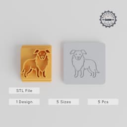 Border Collie Stamp Tile Set, 5 Sizes, Perfect for Clay, Cookies & Fondant, Dog & Pet Lover's Design PRODUCT_1991 3d model