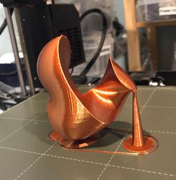 Large Helical Heart with Secret Compartment - Gold silk PLA, Prusa Slicer alpha's organic supports