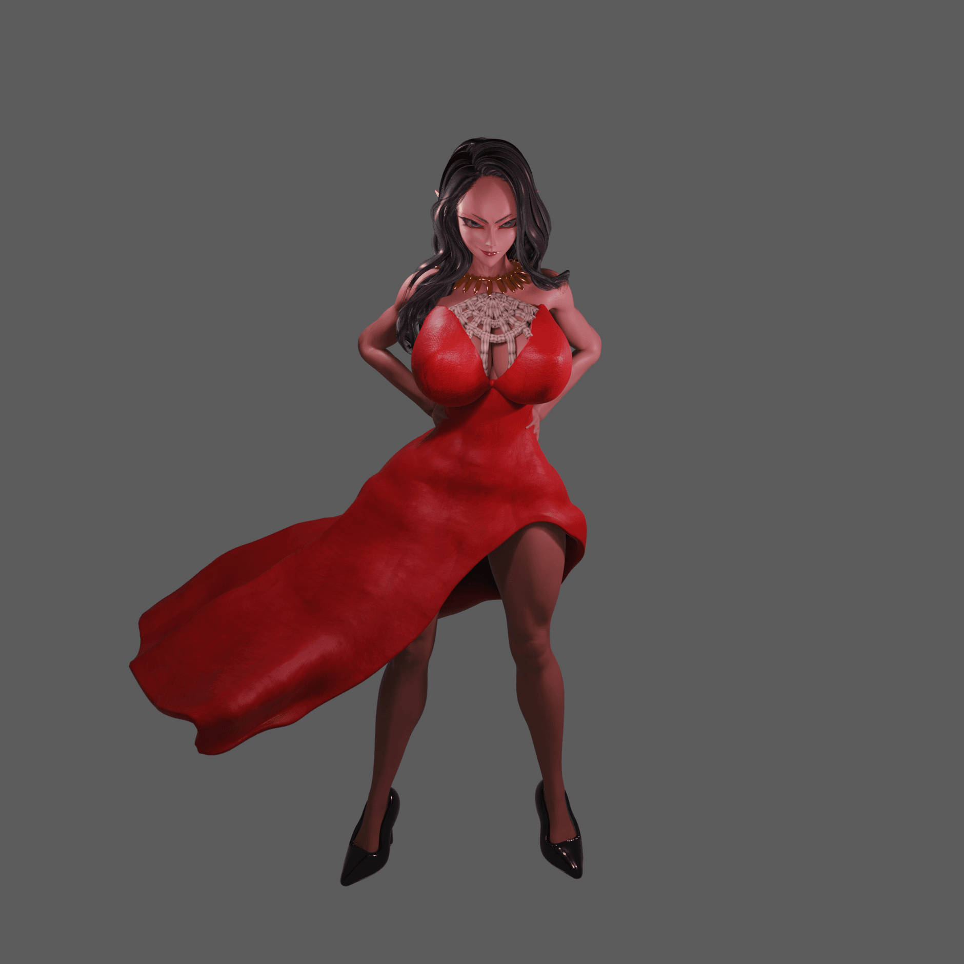 Sylvia Elegant Woman in Flowing Dress v2 3d model