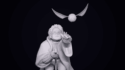 Quidditch Seeker: Harry Potter on Broomstick Chasing the Golden Snitch (STL File) 3d model