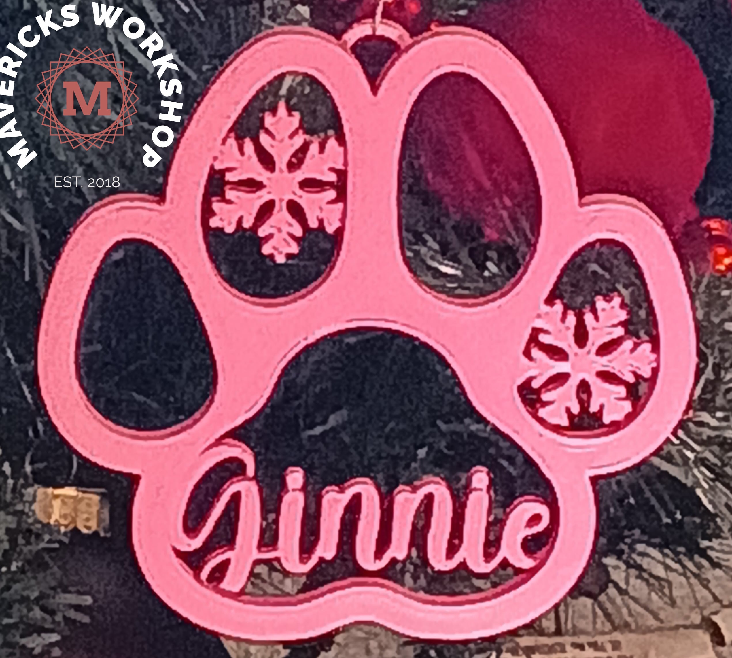 Ginnie Pet Dog Paw Print Christmas Ornament Decoration 3d model