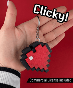 Heart Clicky Keychain 8-bit - Commercial License 3d model