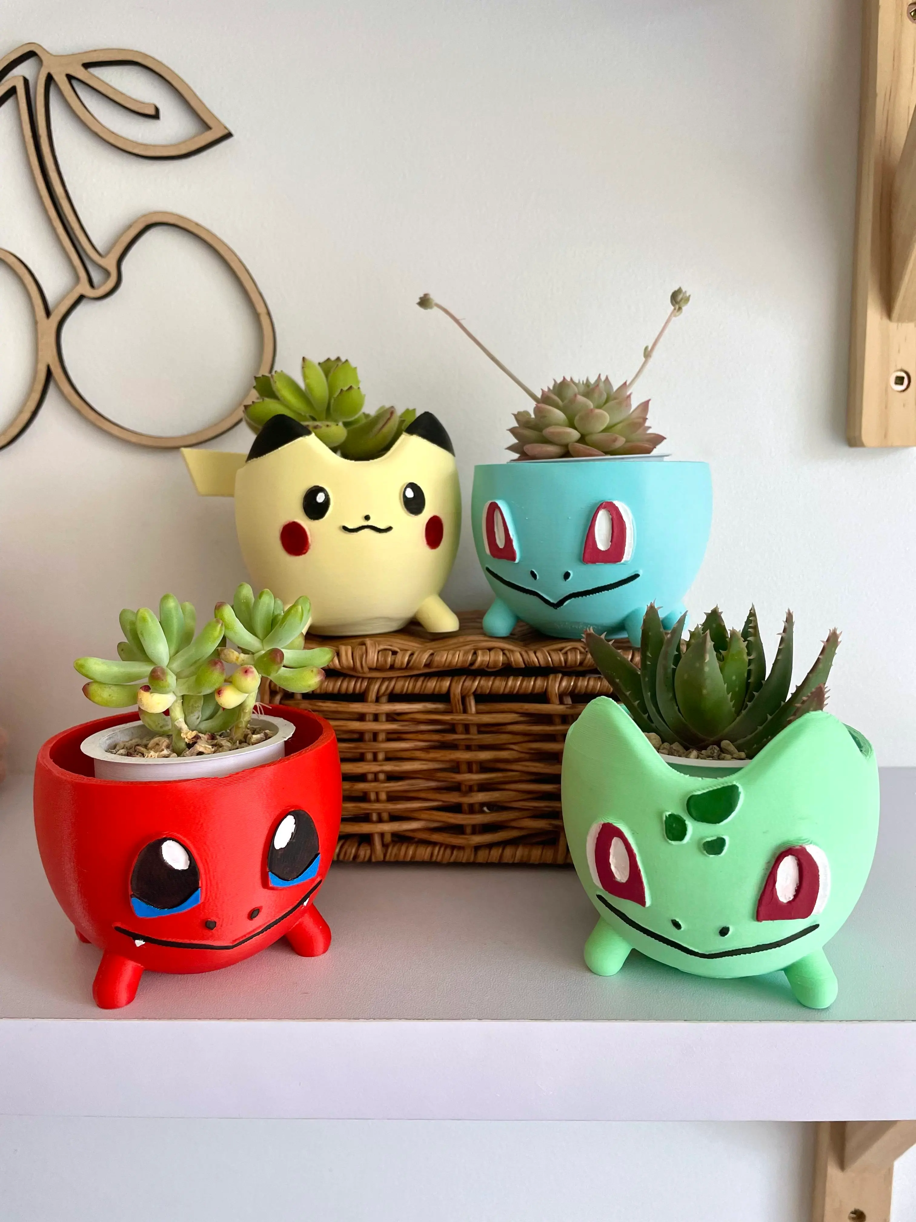 SET OF 4 MINIMALIST POKEMON PLANTERS / PIKACHU / BULBASAUR / CHARMANDER/ SQUIRTLE 3d model