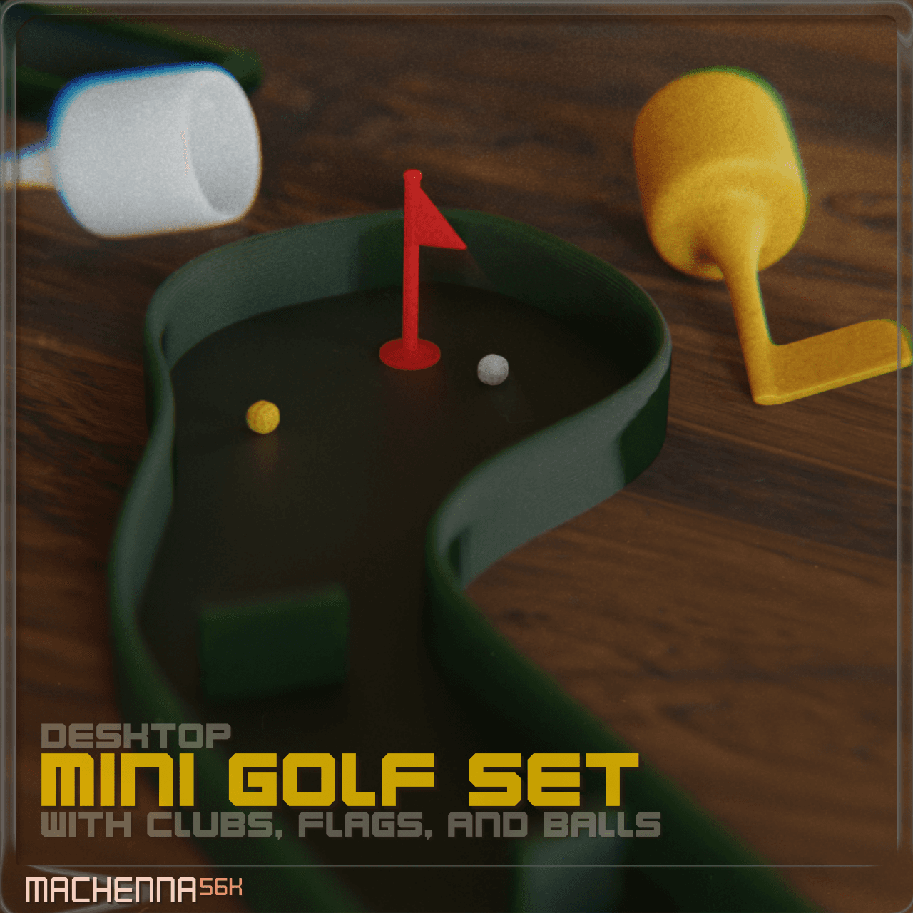Desktop Mini Golf Toy Set 3d model