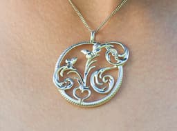Swedish Kurbits Heart Folk Art Love & Life Necklace Pendant Jewelry Gift 3d model
