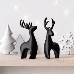 Modern Deer Set: 2 pcs. | Christmas Reindeer Figurines | Elegant Doe Holiday Tabletop Decor 3d model