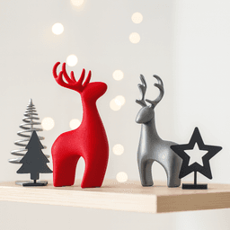 Modern Deer Set: 2 pcs. | Christmas Reindeer Figurines | Elegant Doe Holiday Tabletop Decor 3d model