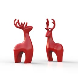 Modern Deer Set: 2 pcs. | Christmas Reindeer Figurines | Elegant Doe Holiday Tabletop Decor 3d model