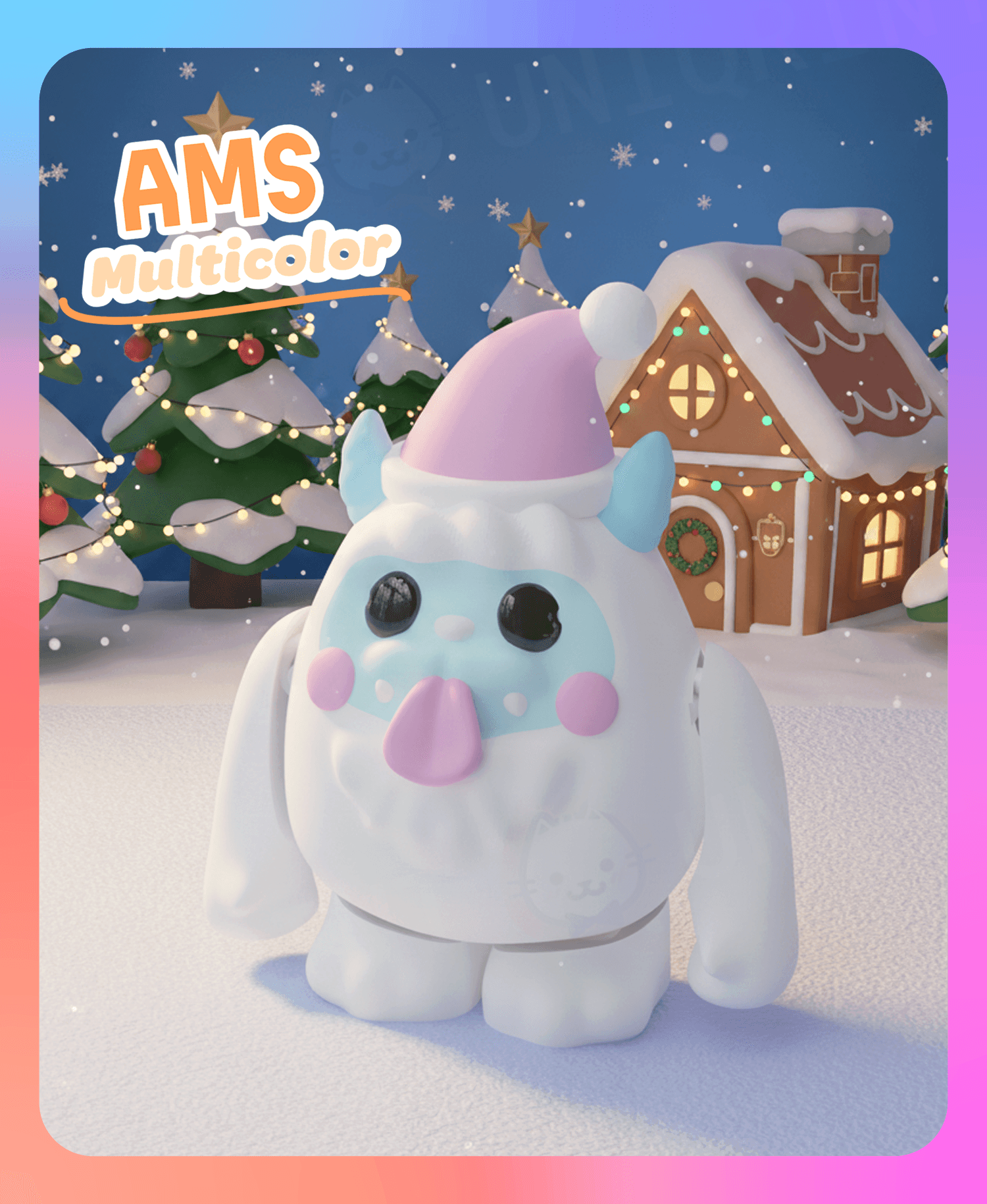 Flexi Yeti Keychain (Multicolor) 3d model