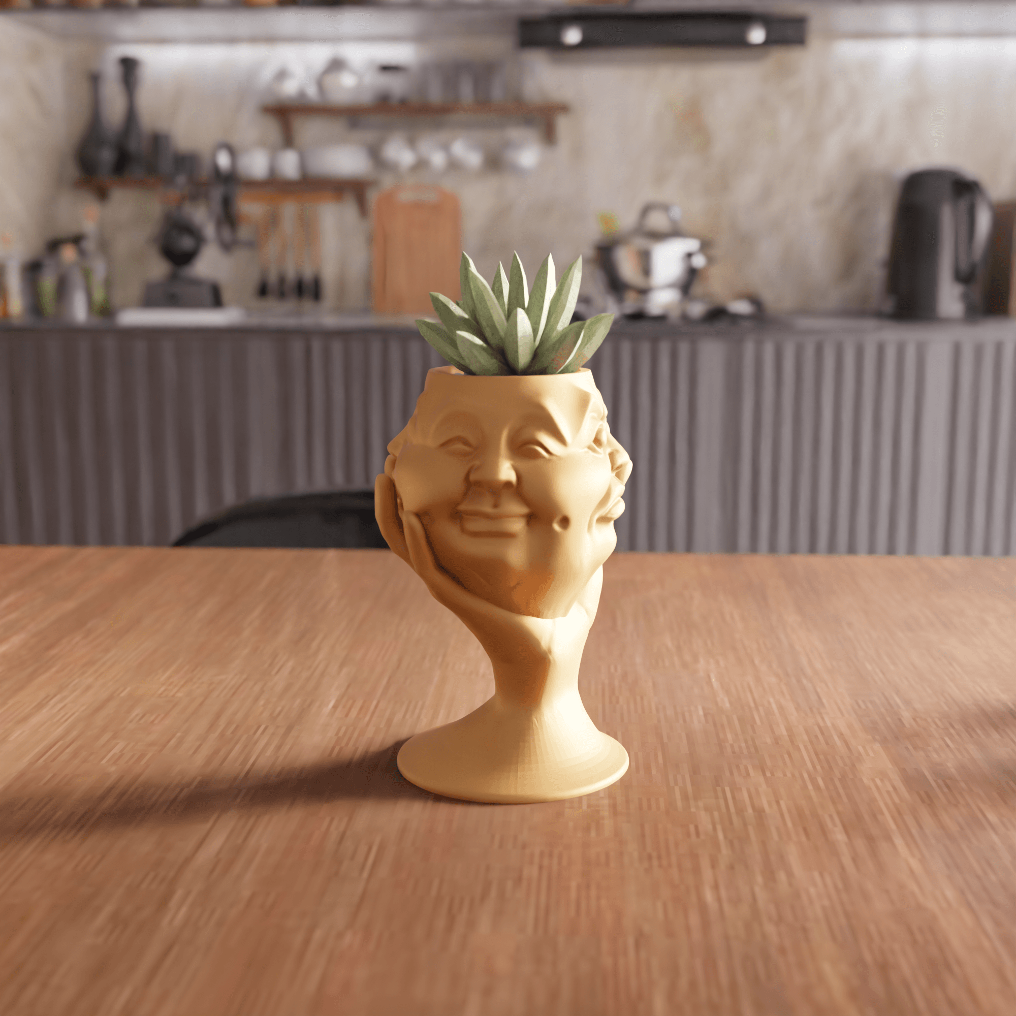 Multi-Face Emotion Planter Statue 3d model