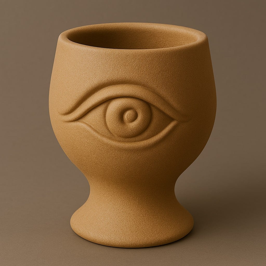 Eye Chalice – Planer & Vase with Eye Symbol | Matte Ochre Modern Decor 3d model