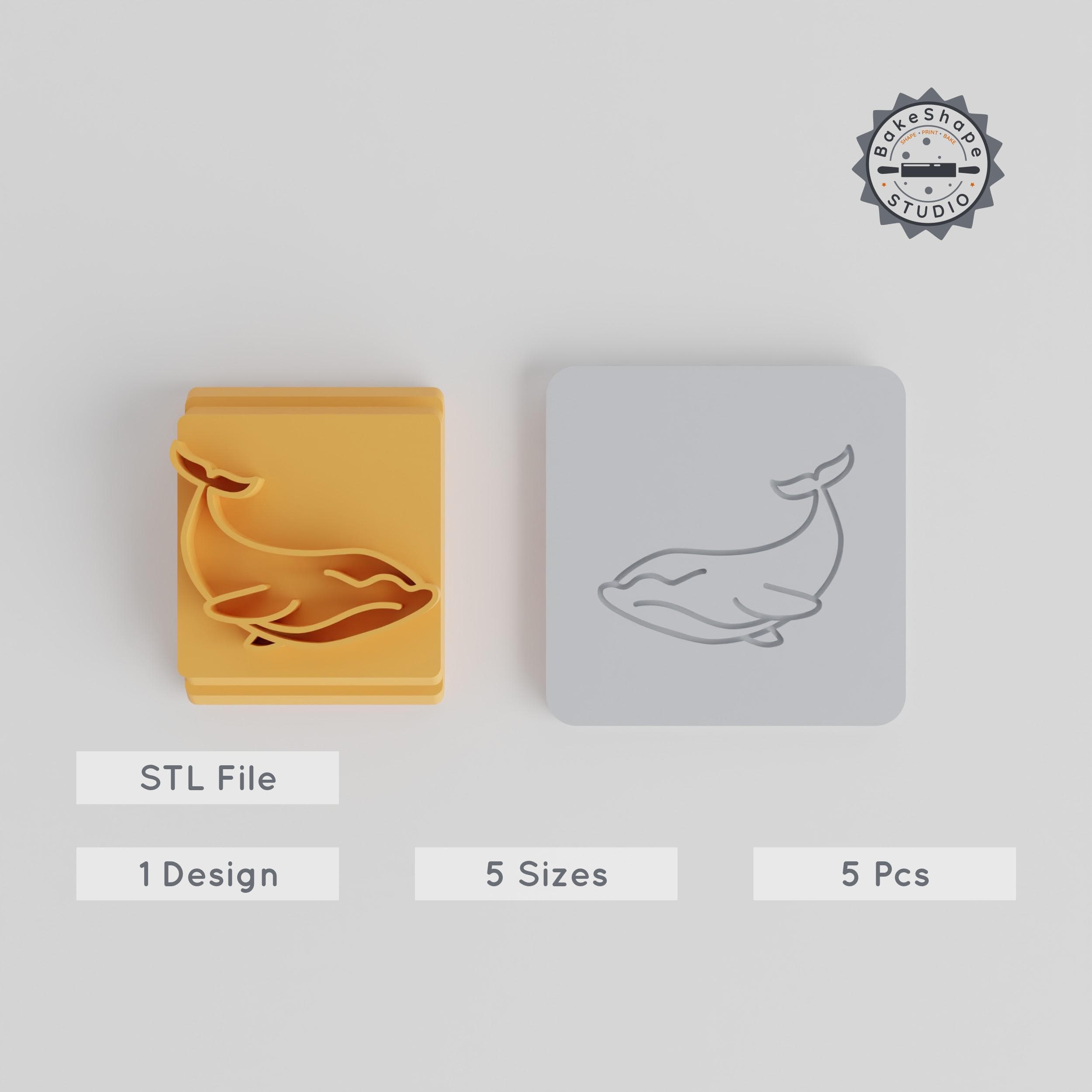Whale Stamp Tile Collection, 5 Sizes, Perfect for Clay, Cookies & Fondant, Marine Giant Motif, Ocean Mammal 3D Printable STL PRODUCT_3748 3d model