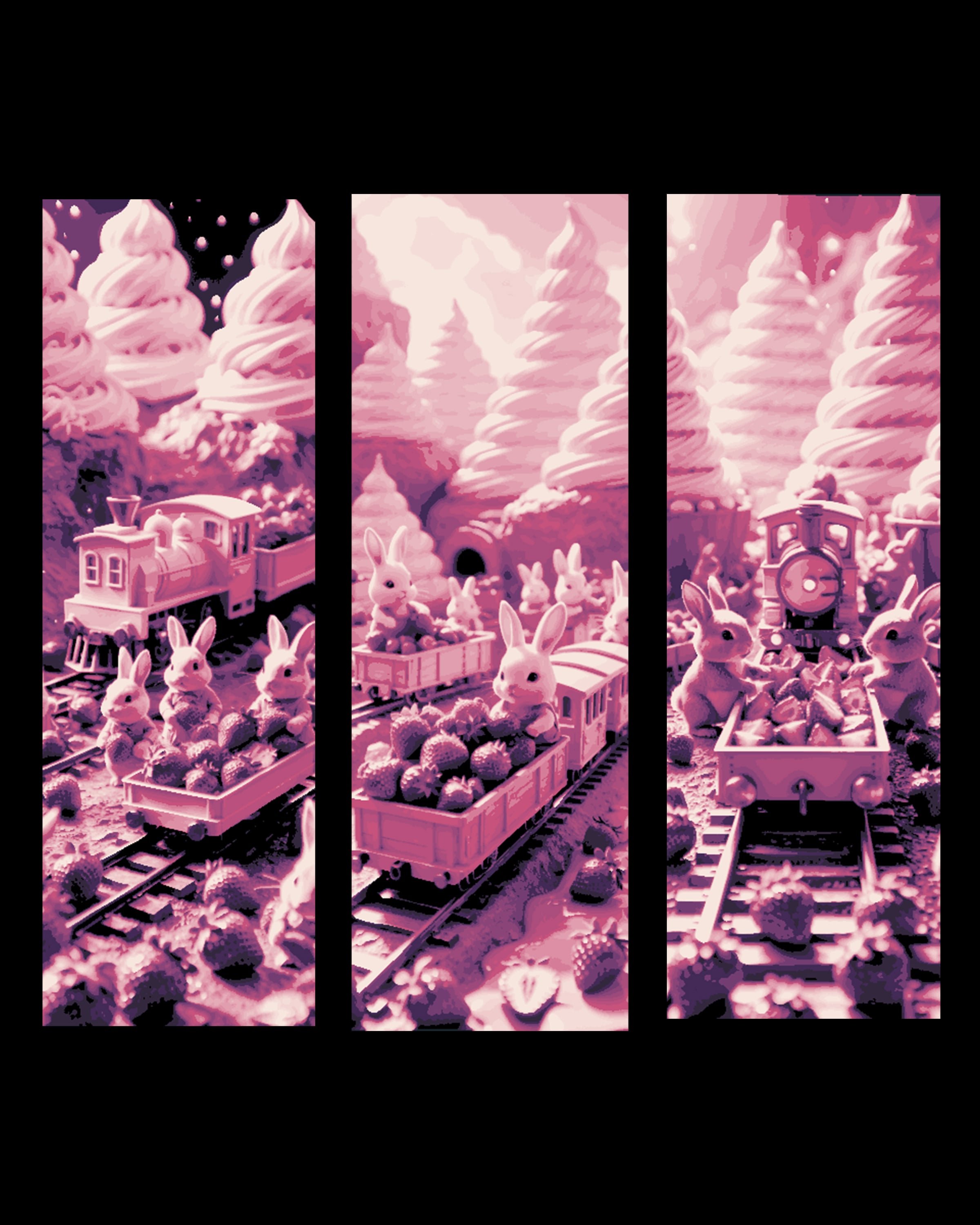 The bunnies are hard at work during the Strawberry Harvest - Set of bookmarks 3d model