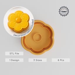 Flower Shape Cutter & Stamp for Cookies, Fondant, Buttercup Design, 3 Sizes S/M/L, Nature Floral Set PRODUCT_65 3d model