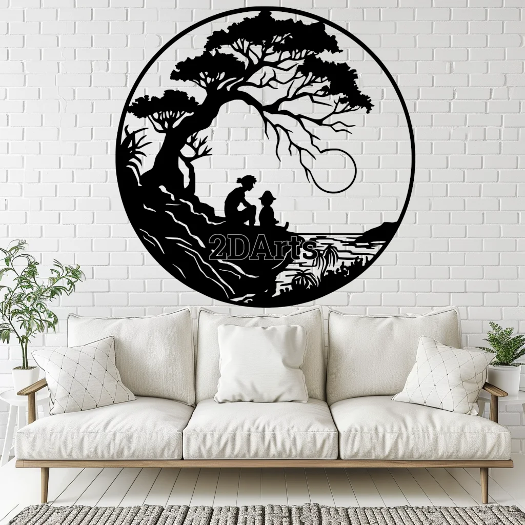 Sunset 2D Wall Art/Window Art - Digital STL & SVG Files for 3D Printing and Laser Cutting 3d model
