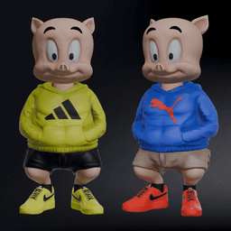 Porky Pig Urban Vibes / Urban Puma Style From Looney Tunes /( 3MfF Shoes and Multi-Parts Included) 3d model