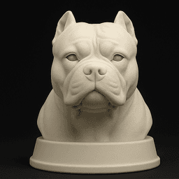 American Bully Dog Bust - Dog Statue - STL 3MF - 3D Printable Dog Model - Pet Memorial 3d model