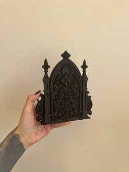 Gothic Arch Ornament STL 3MF | Baroque Cathedral Wall Plaque 3D Print Model | Dark Occult Decor 3d model