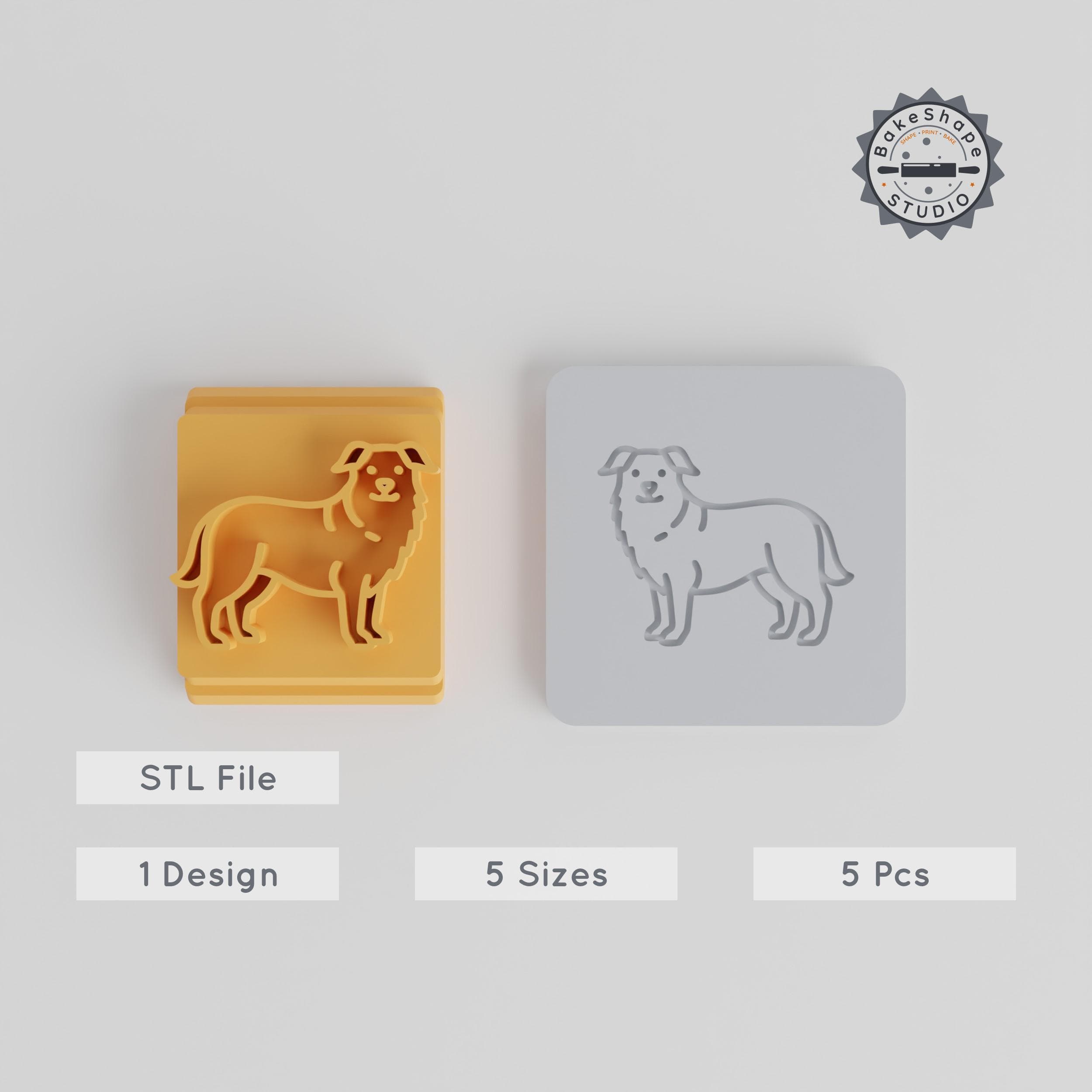 Australian Shepherd Stamp Tile Set, 5 Sizes, Cute Canine Motif, Perfect for Clay, Cookies & Fondant PRODUCT_2002 3d model